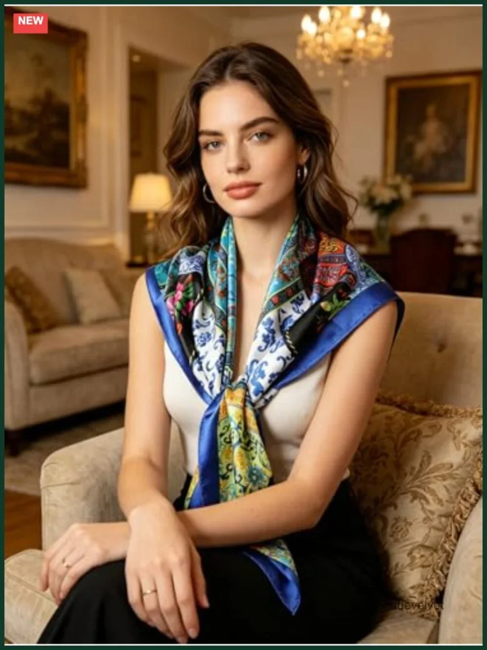 Satin Head Scarf for Women Silk Feel 35x35 Hair Wrap Bandana